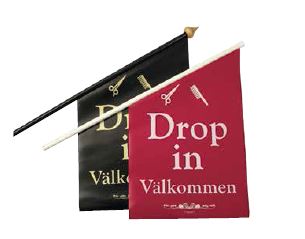 Drop-In Flagga Röd Med Vit Text